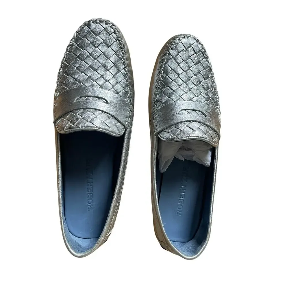 Robert Zur PETRA True Silver Woven Glove Leather Driving Loafer size 9